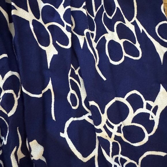 Vintage H&M Navy indigo purple and White faux Wrap floral A line Dress - Picture 2 of 7